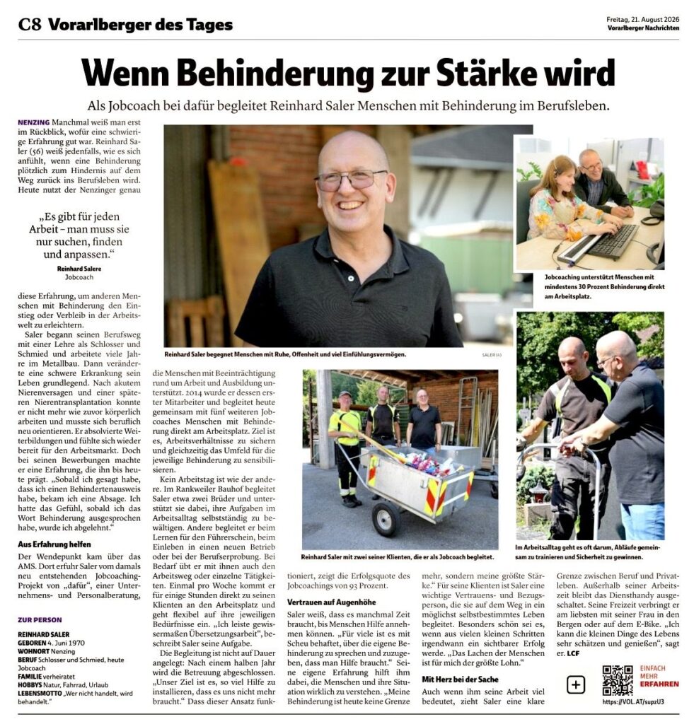 Zeitungsartikel Wenn Behinderung zur Stärke wird
